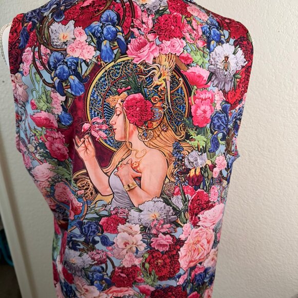 Fragrance Of Violets  Pink red Art Nouveau Sleeveless blouse NWT - Picture 4 of 6